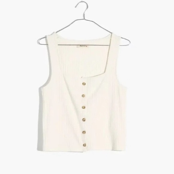 Madewell Tops - Madewell - Ribbed Button-Front Crop Tank